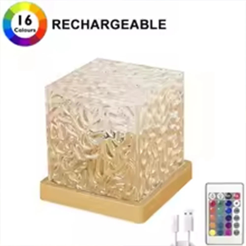 Lámpara de mesa recargable HOMEFISH RGB de 16 colores con control remoto, proyector de olas oceánicas y aurora boreal para la decoración del dormitorio.