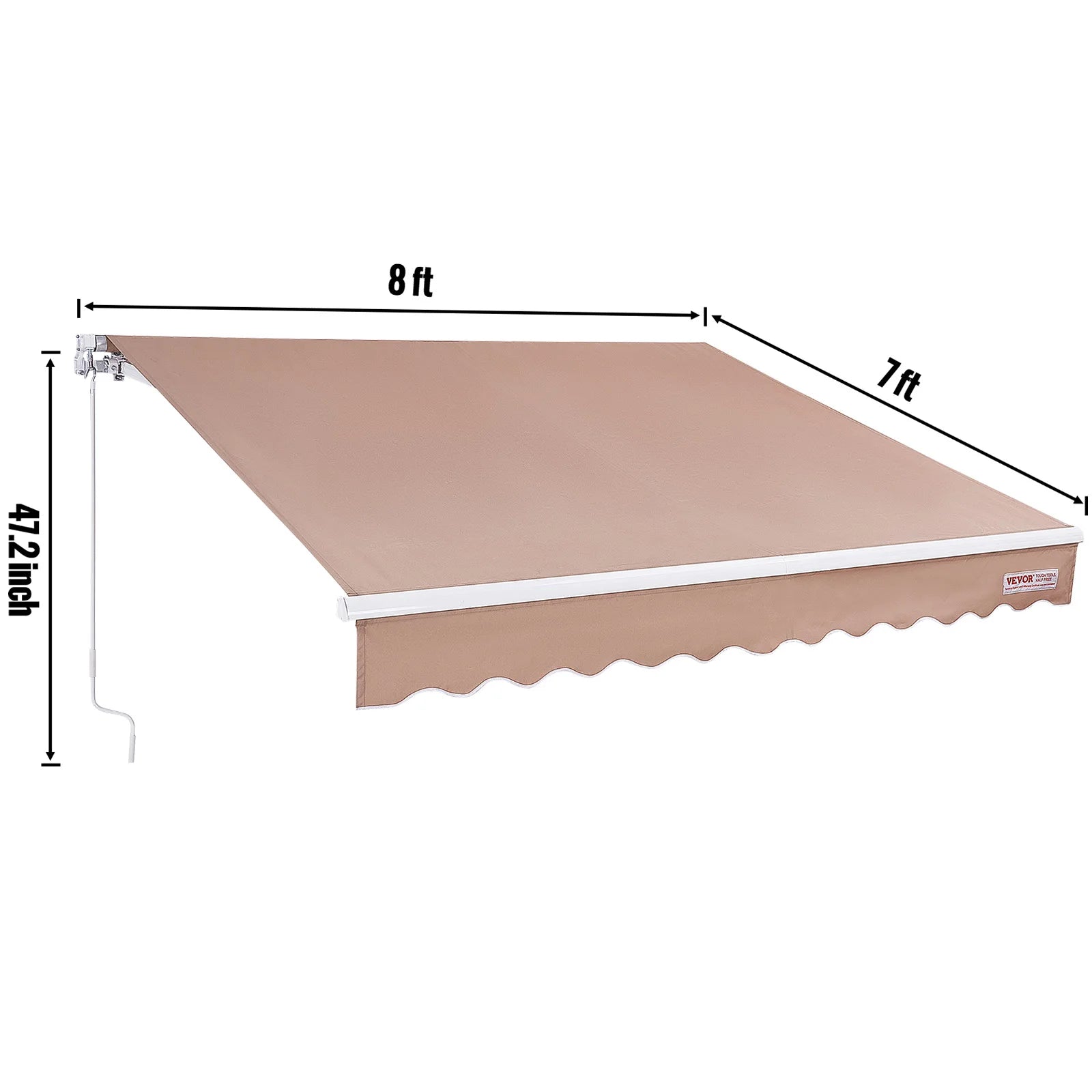 SucceBuy Manual Retractable Awning Outdoor  Retractable Sun Shade Water-Resistant Polyester Patio Door Window for Backyard