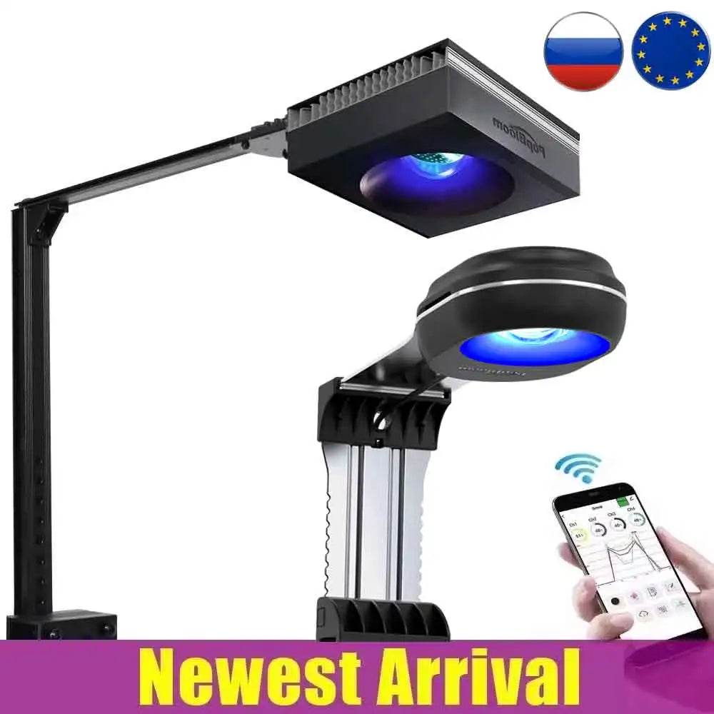 PopBloom-Marine Aquarium Light 60W/100W, Reef Aquarium LED Lamp for 30-70cm Reef Coral SPS LPS Saltwater Tank