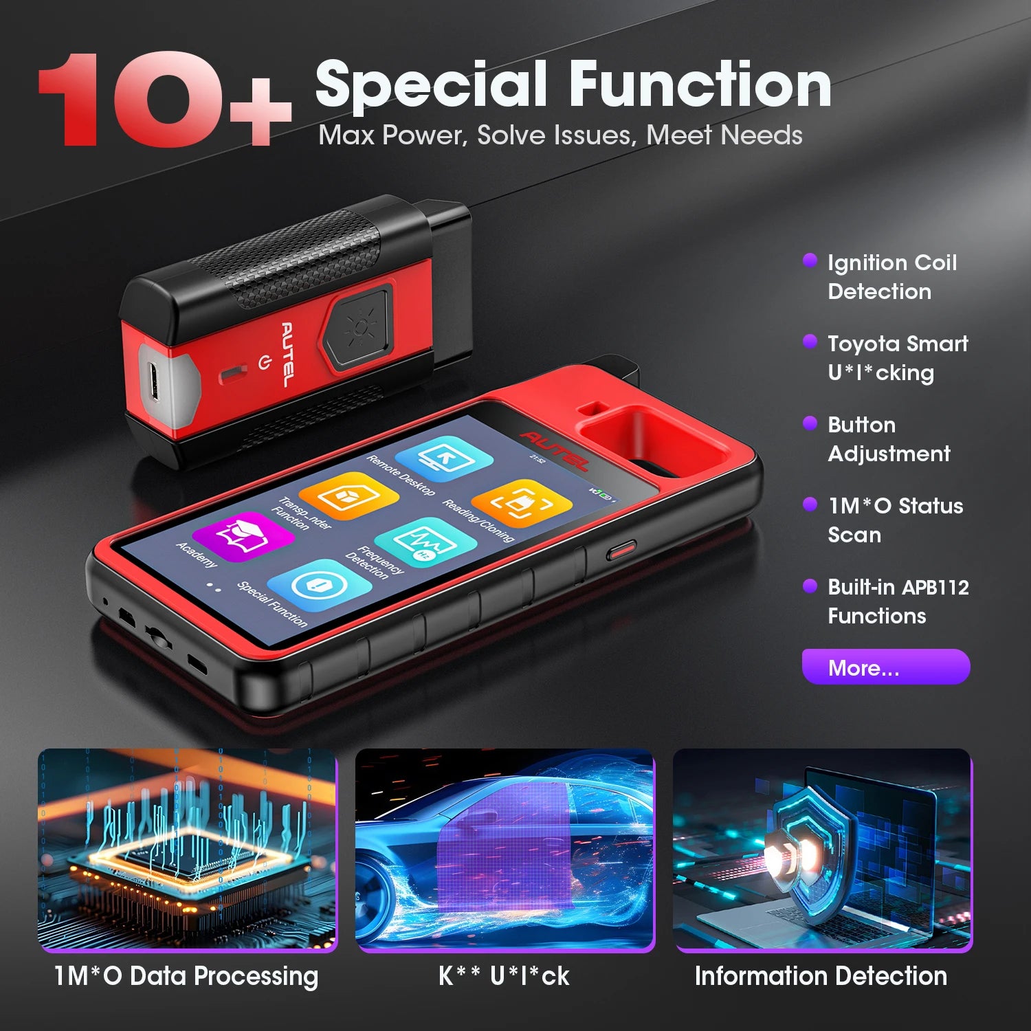 Autel MaxiIM KM100 KM100X Key Fob Programming Immobilizer Tool,60s Key Generation,OBD IMMO Key Learning,Chip Read/ Edit/ Clone