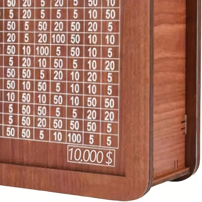 $10,000 Cash Vault Wooden Savings Box, Wooden Cash Savings Box, Adult Savings Box Coin Counter - Money Goals and Figures