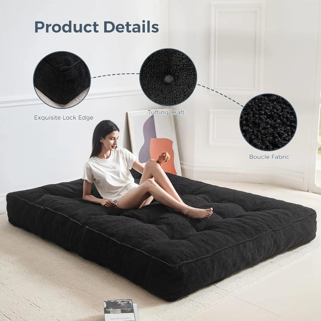Maxyoyo 8"" Futon Mattress Queen Size, Ultra Thick Boucle Futons Sofa Couch Bed Sleeper Sofa Bed Floor Mattress For Adults,