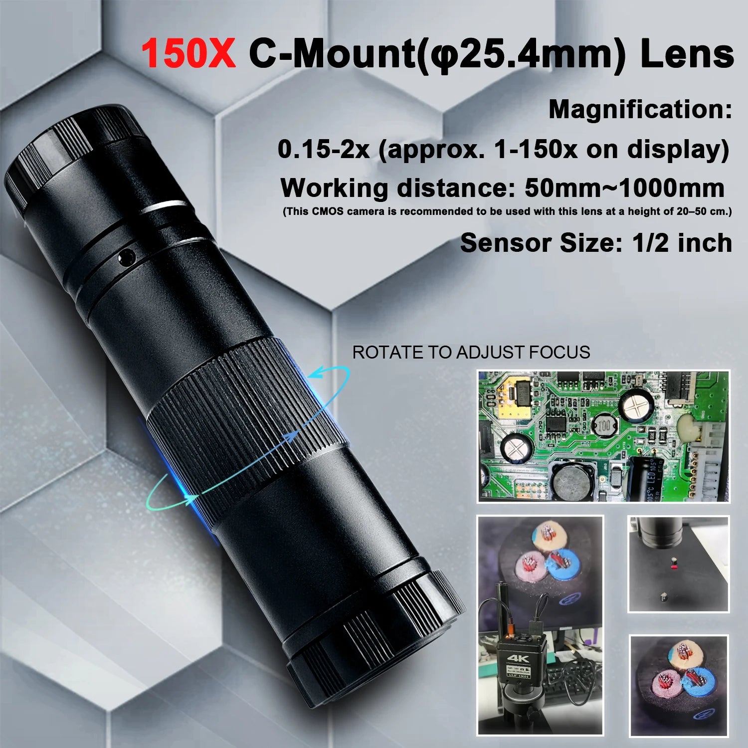YIZHAN 4K Digital Microscope With Software, imx678 imx415 Sensor, 150X Electronic Microscope For Soldering, Reinforced Bracket