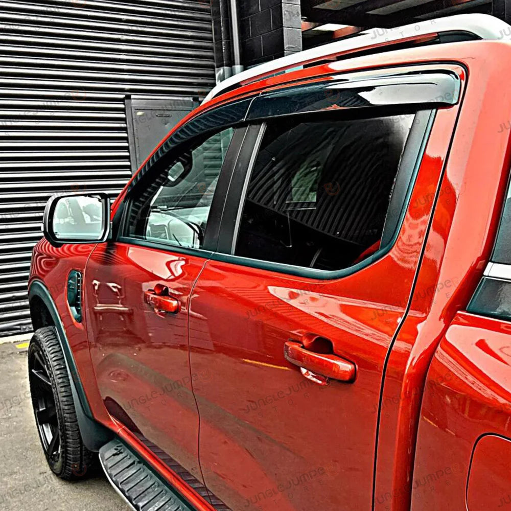 Sun Rain Guards For Ford Ranger T9 2023 2024 Wildtrak Sport XLT XLS XL Smoke Black Window Visor Car Exterior Accessories