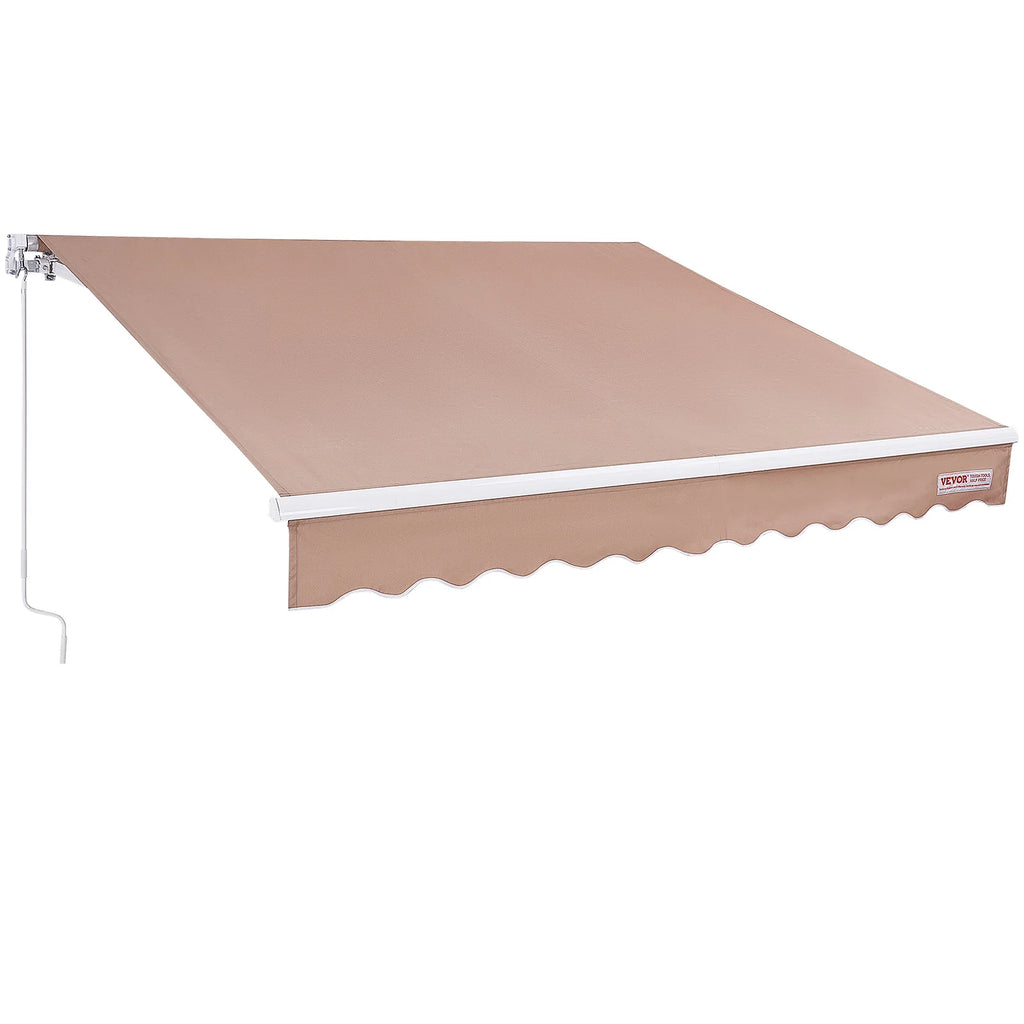 SucceBuy Manual Retractable Awning Outdoor  Retractable Sun Shade Water-Resistant Polyester Patio Door Window for Backyard