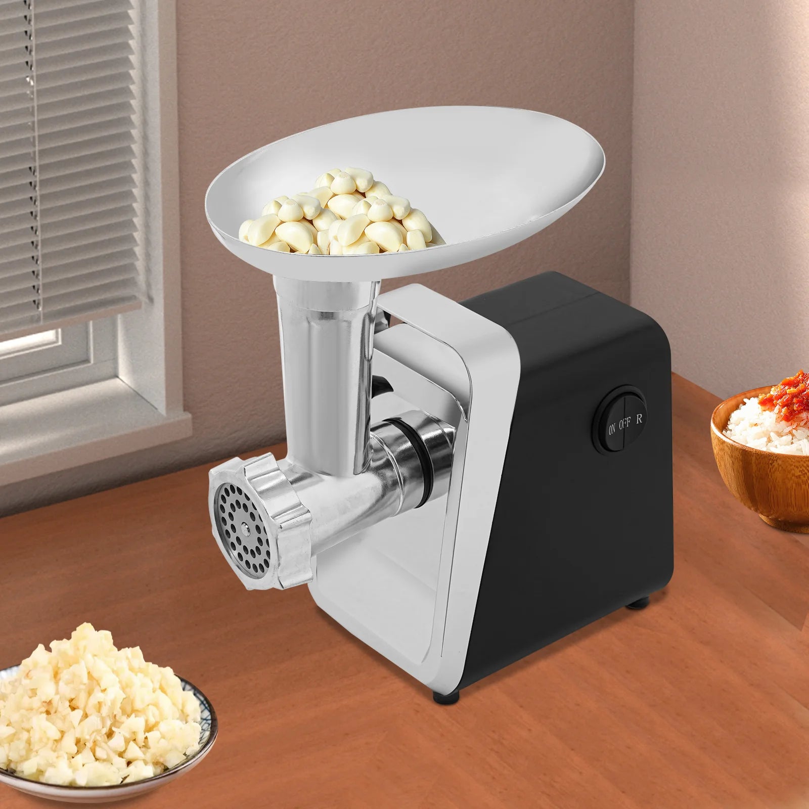 MG-S10 Full-Automatic Electric Meat Grinding Machine with 3 Cutter Heads, Food-Grade Material Sausage Stuffer Maker