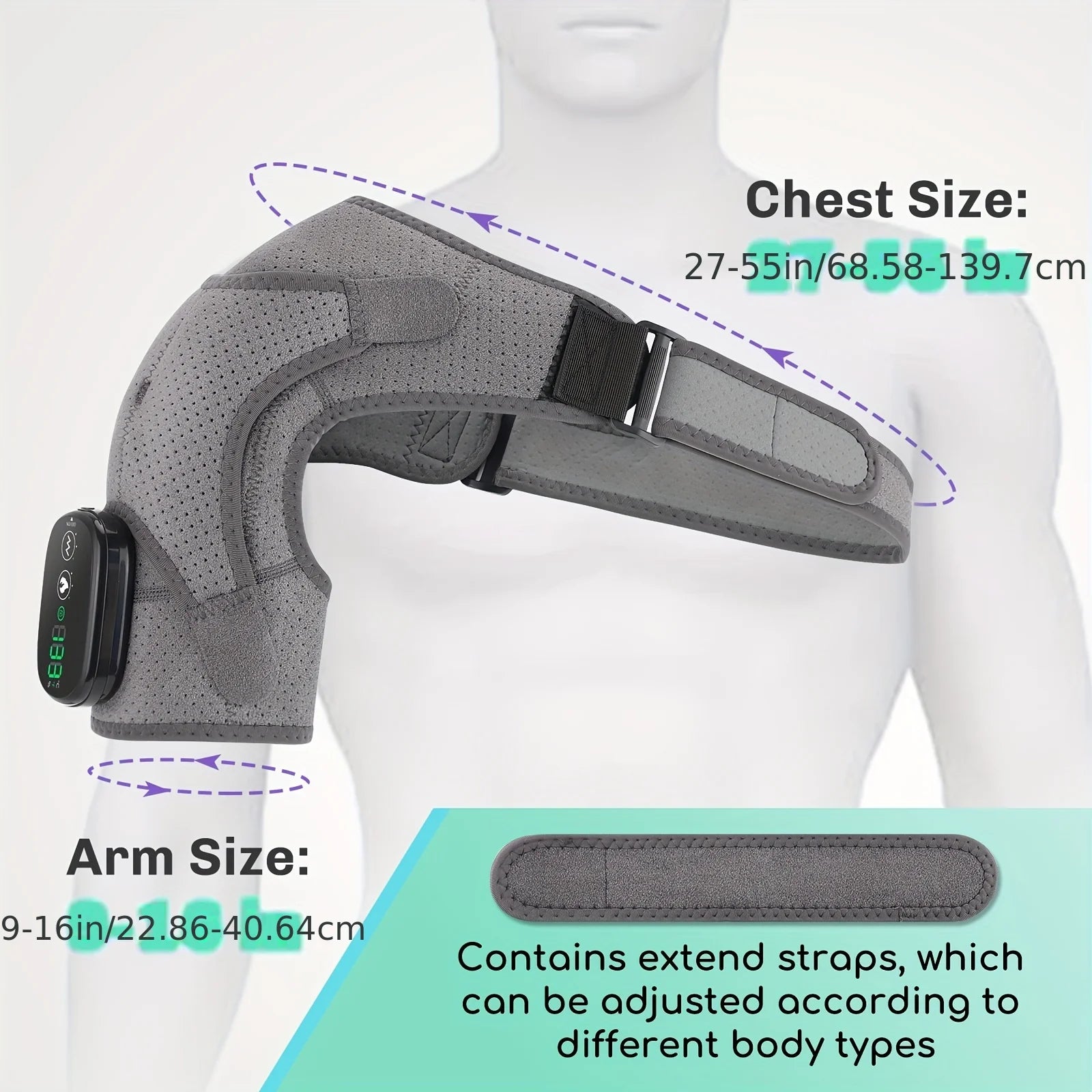 Multifunctional HeatingMassageShoulder and Knee Brace-USB Charging,Touch Screen Temp Control,5000mAh Battery, Ideal Holiday Gift