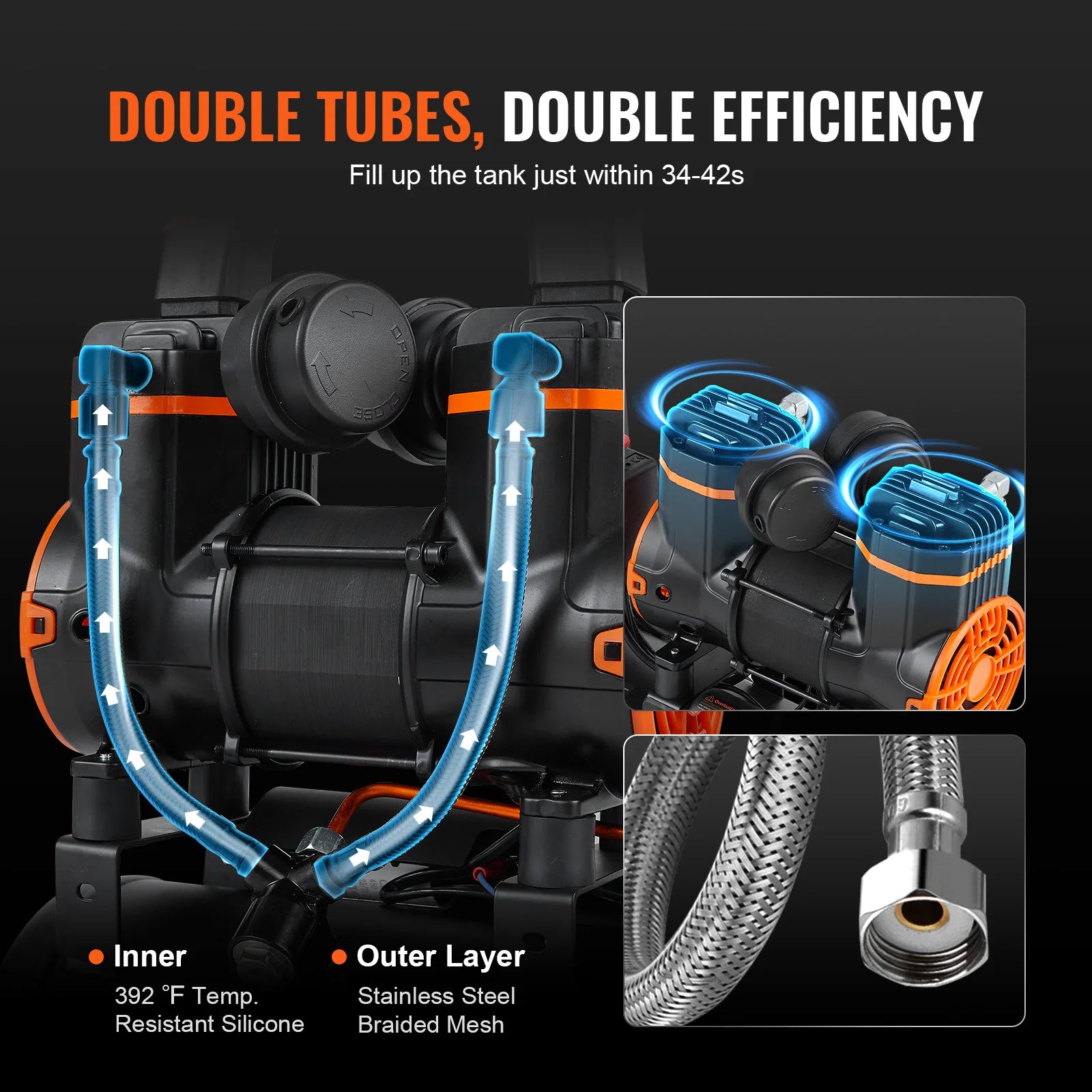 SucceBuy Silent Air Compressor 9L 18L 24L 35L Quiet Oil-free Portable Air Pump for Home Repair Tire Inflation Whisper Compressor
