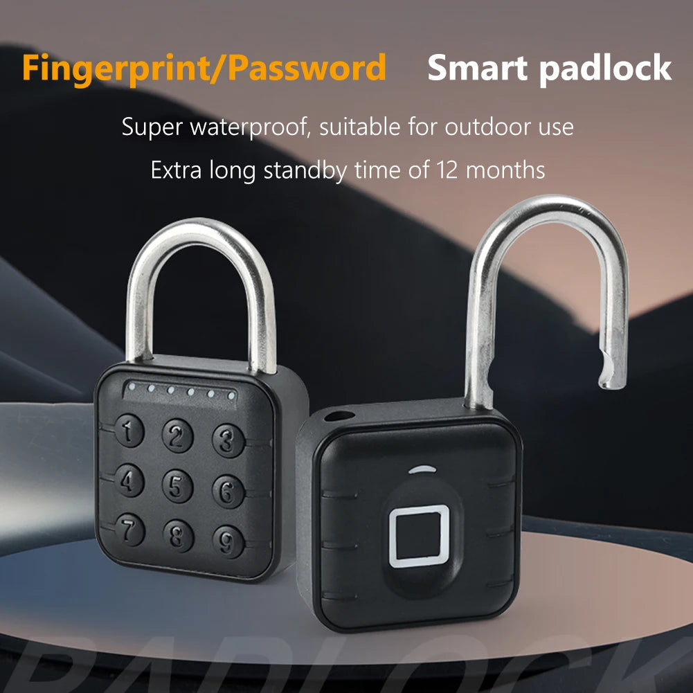 Anti Theft Padlock Keyless with Tuya APP Fingerprint Padlock Waterproof Battery-powered for Home Dormitory Factory Workshops
