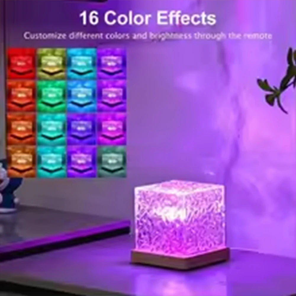 Lámpara de mesa recargable HOMEFISH RGB de 16 colores con control remoto, proyector de olas oceánicas y aurora boreal para la decoración del dormitorio.