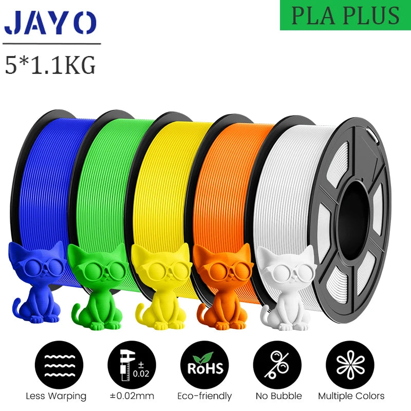 JAYO pla plus Filament 5KG 3D printer filament PLA+ 1.75MM 5Rolls multiple colors optional Neatly Wound for 3D Printer