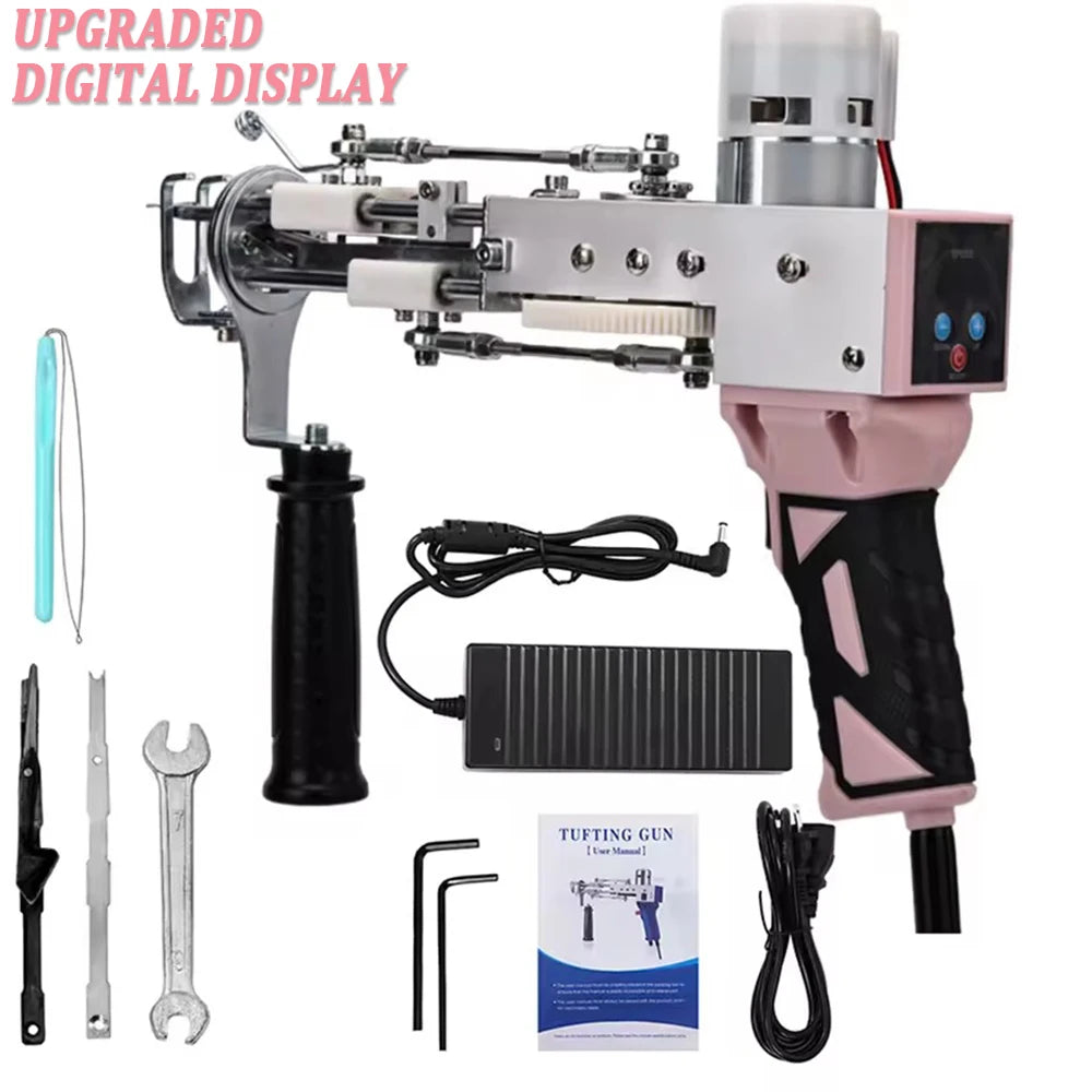 2 in 1 Tufting Gun Set Electric Touffing Pistol,7 – 21mm Tufting Pisto, with Wool Yarn and Tufting Canvas,Trimmer for Beginners