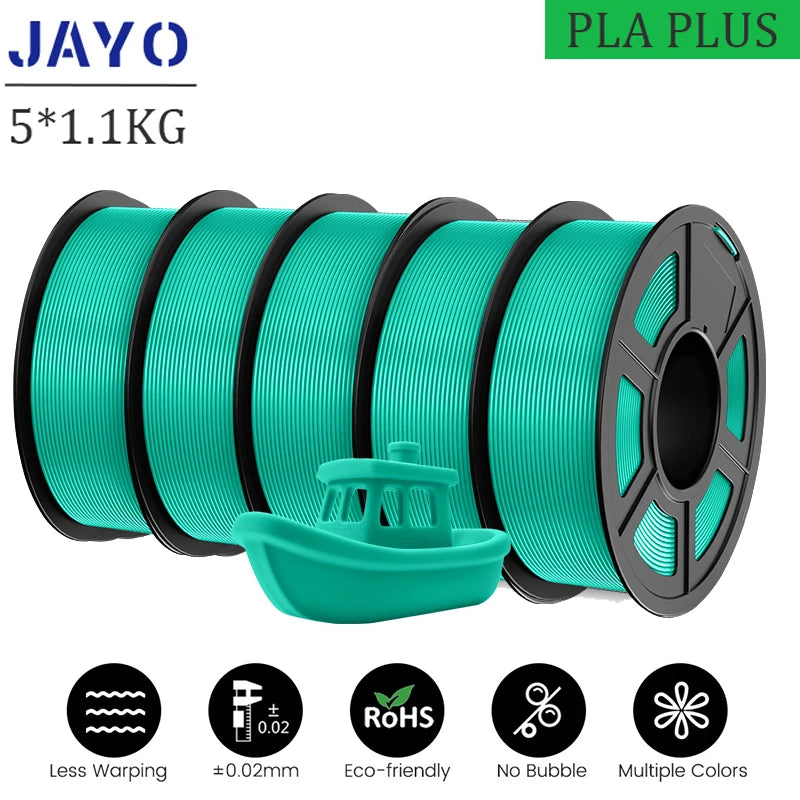 JAYO pla plus Filament 5KG 3D printer filament PLA+ 1.75MM 5Rolls multiple colors optional Neatly Wound for 3D Printer