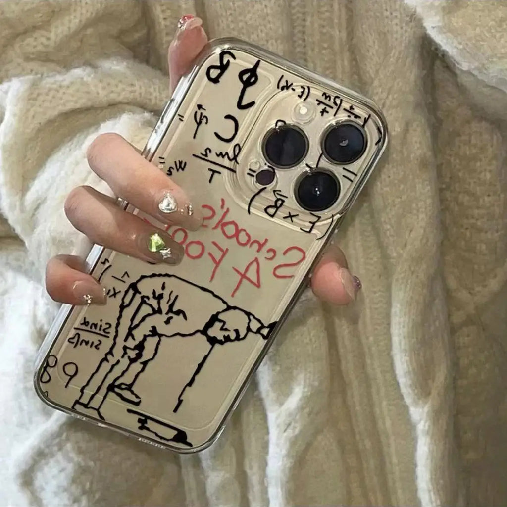 Creative Schoolboy Letter Pattern Phone Case TPU Anti-fall Phone Protective Cover Compatible with IPhone 16 Pro Max 15 14Plus 13