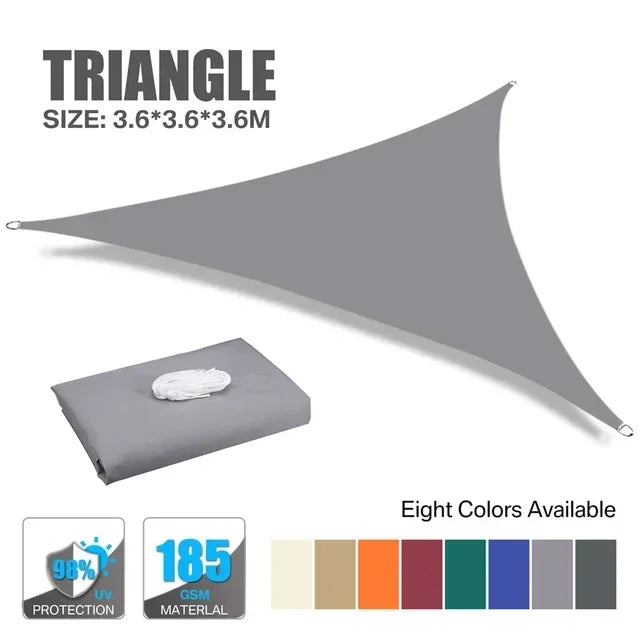 Waterproof Oxford Gray Square Rectangle Shade Sail Garden Terrace Canopy Swimming Sun Shade Outdoor Camping Yard Sail Shelter