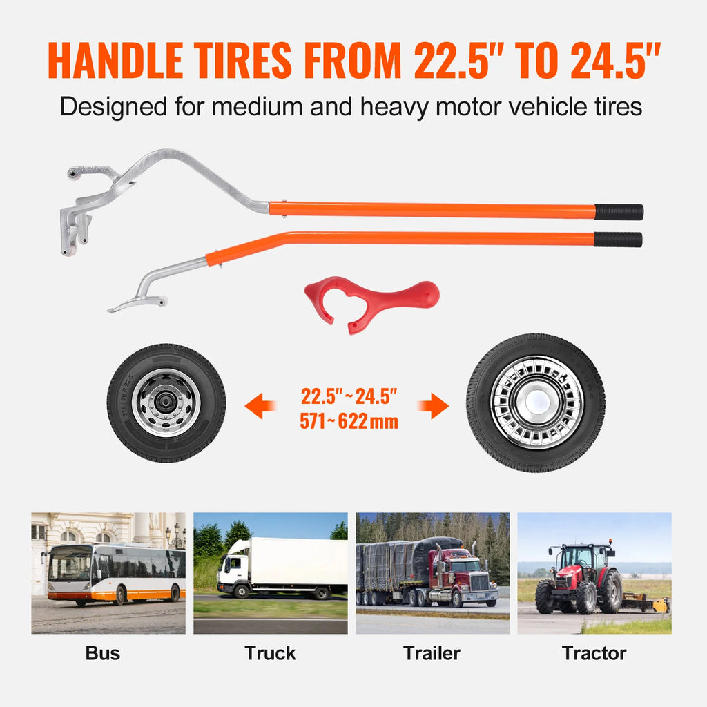 SucceBuy Tire Mount Demount Tool 22.5"-24.5" Manual Steel Tire Changer Mount Demount Removal Tool Tire Changing Tubeless Tire