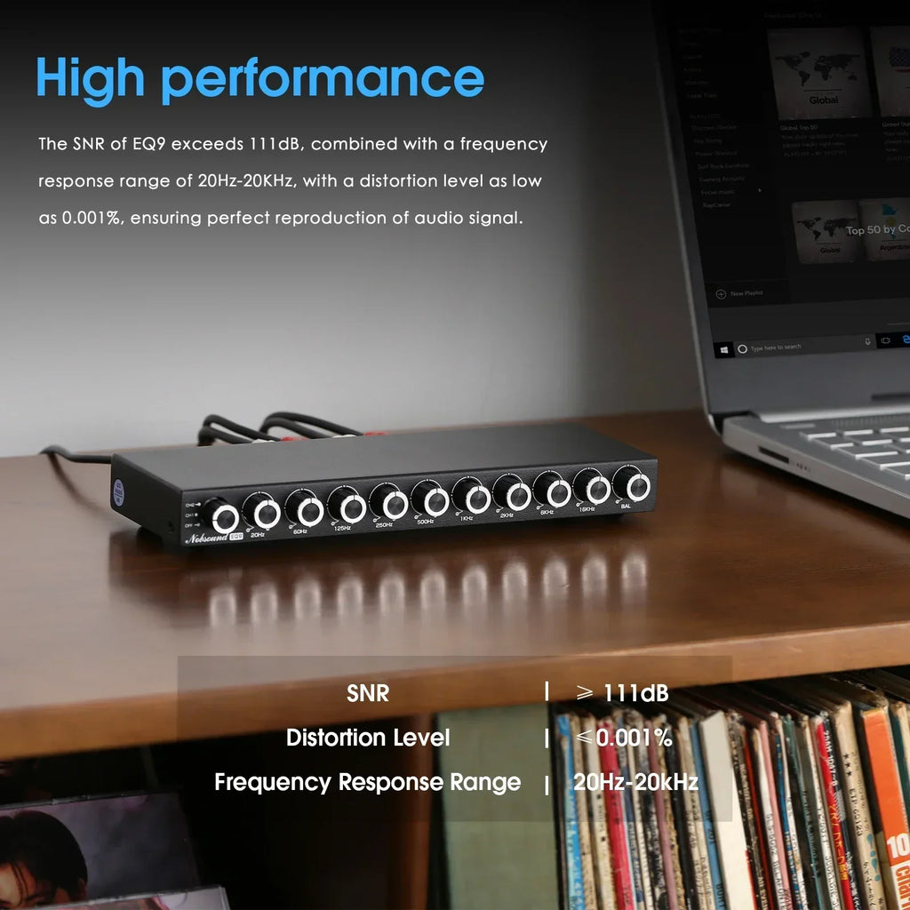 Nobsound HiFi EQ9 9-Band Stereo EQ Preamp Analog Pre-Amplifier Equalizer Audio Processor for Home/Car