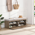 49" Shoe Storage Bench Entryway Shoe Cabinet Storage Ottoman Padded Seat Cushion Double Doors Entryway Hallway and Bedroom