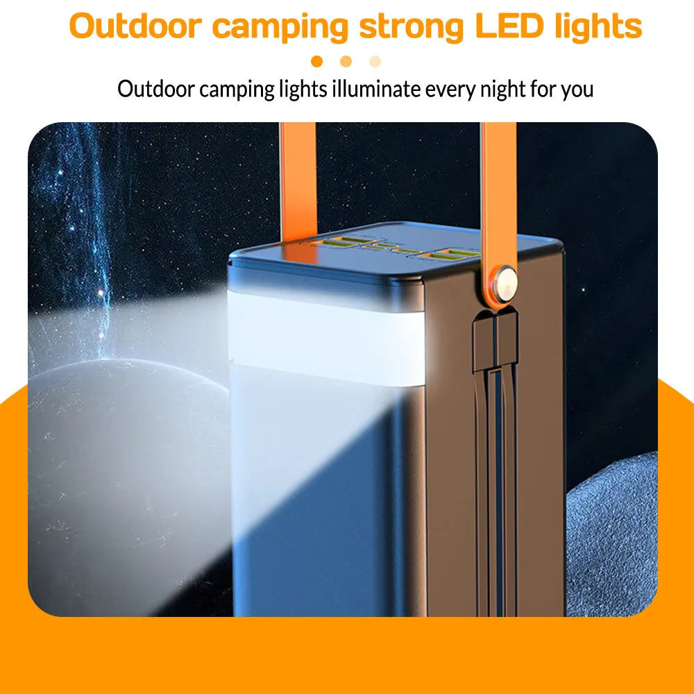 Portable Power Bank 120W 50000mAH Super Fast Charger Large Capacity External Battery Supports simultaneous charging of 7 devices