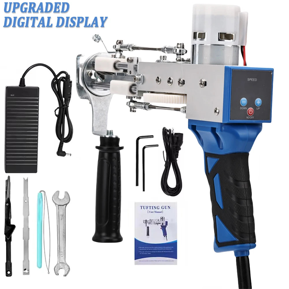 2 in 1 Tufting Gun Set Electric Touffing Pistol,7 – 21mm Tufting Pisto, with Wool Yarn and Tufting Canvas,Trimmer for Beginners