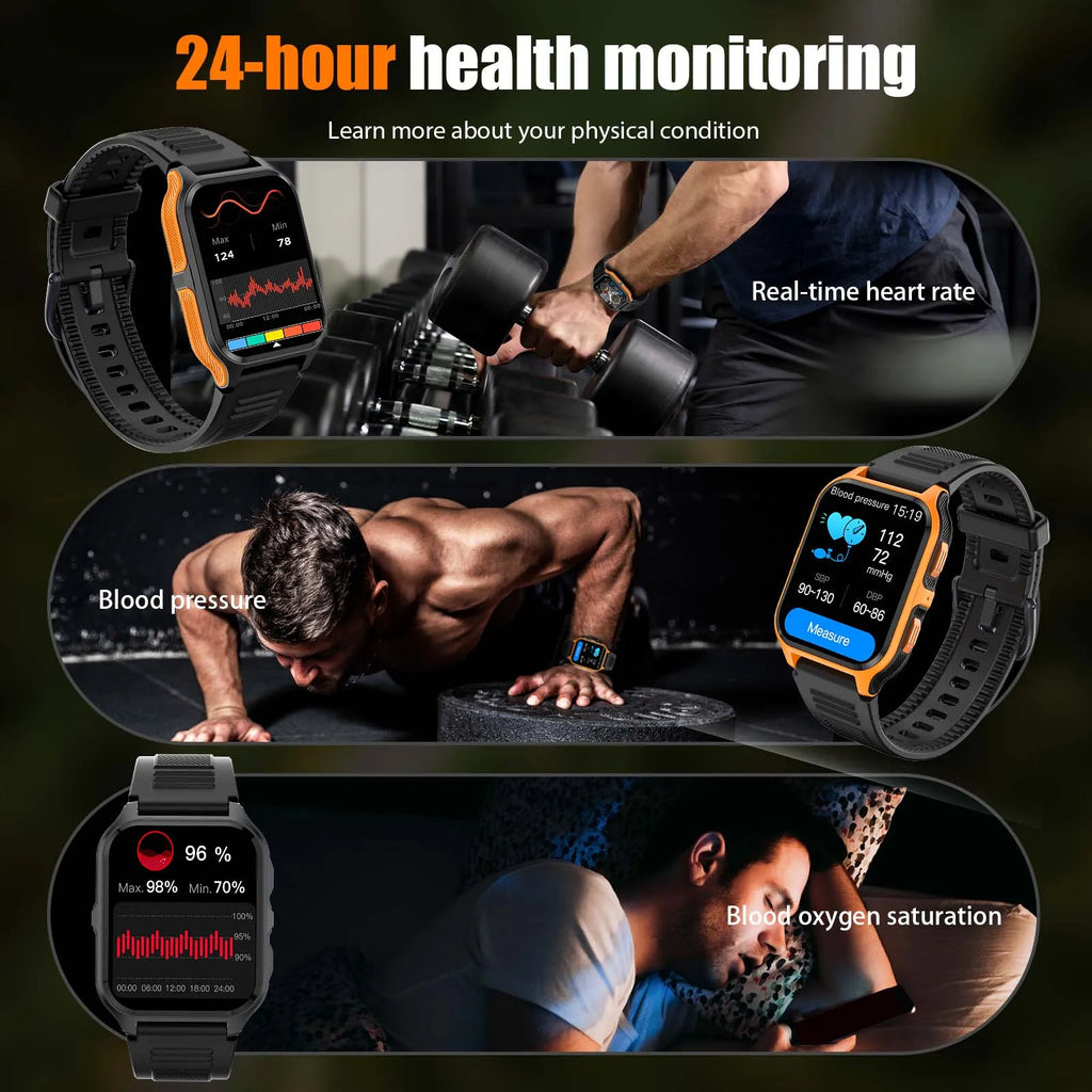 EIGIIS NewSmart Watch 3ATM Waterproof 100+ Sports Modes Heart Rate Blood Pressure Oxygen Saturation Monitoring HD Audio CallsP73