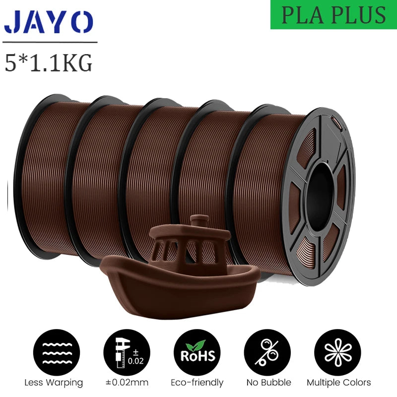 JAYO pla plus Filament 5KG 3D printer filament PLA+ 1.75MM 5Rolls multiple colors optional Neatly Wound for 3D Printer