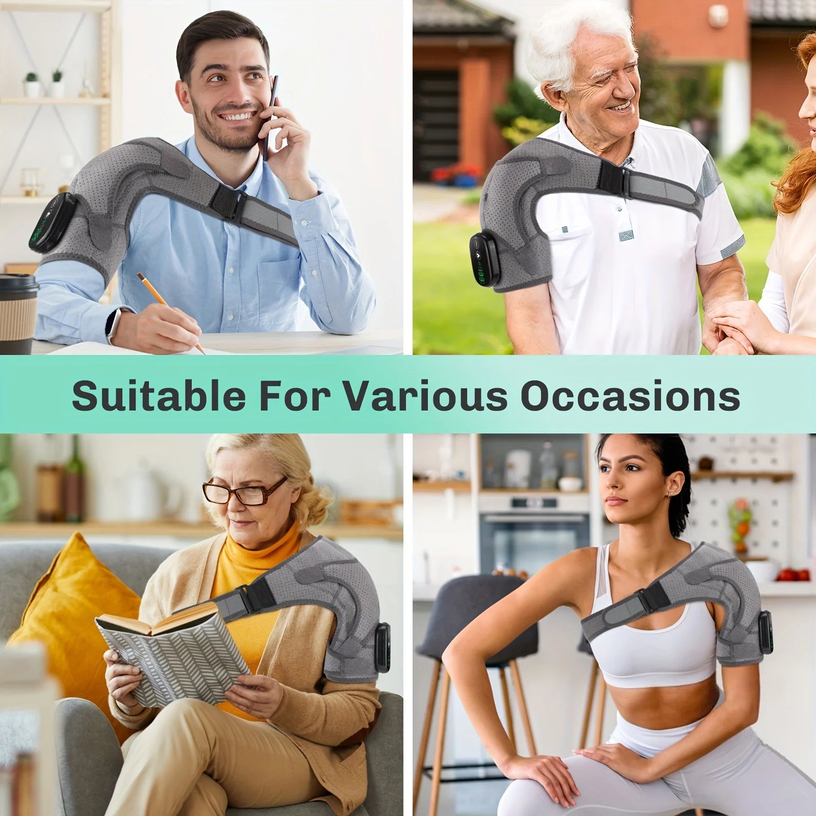 Multifunctional HeatingMassageShoulder and Knee Brace-USB Charging,Touch Screen Temp Control,5000mAh Battery, Ideal Holiday Gift