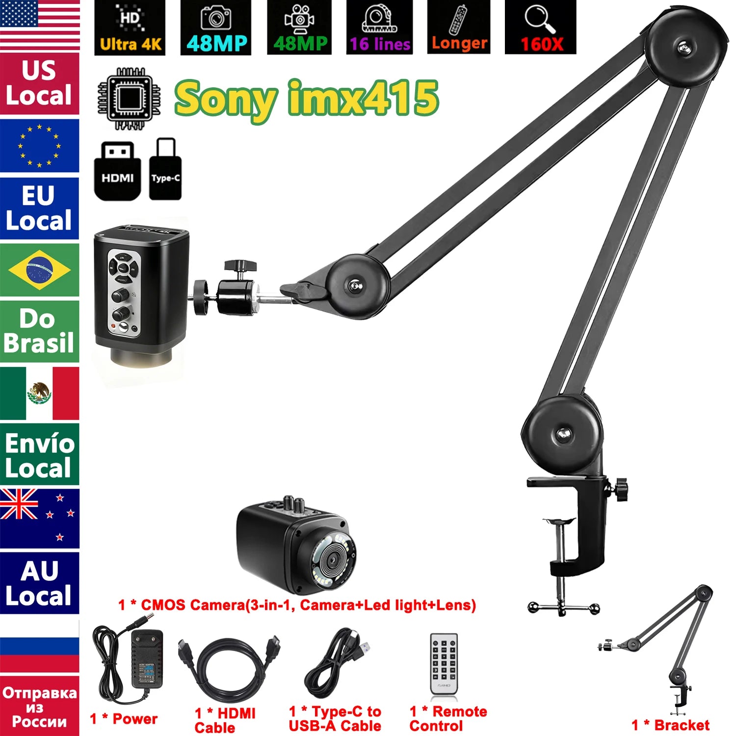 YIZHAN 4K Digital Microscope With Software, imx678 imx415 Sensor, 150X Electronic Microscope For Soldering, Reinforced Bracket