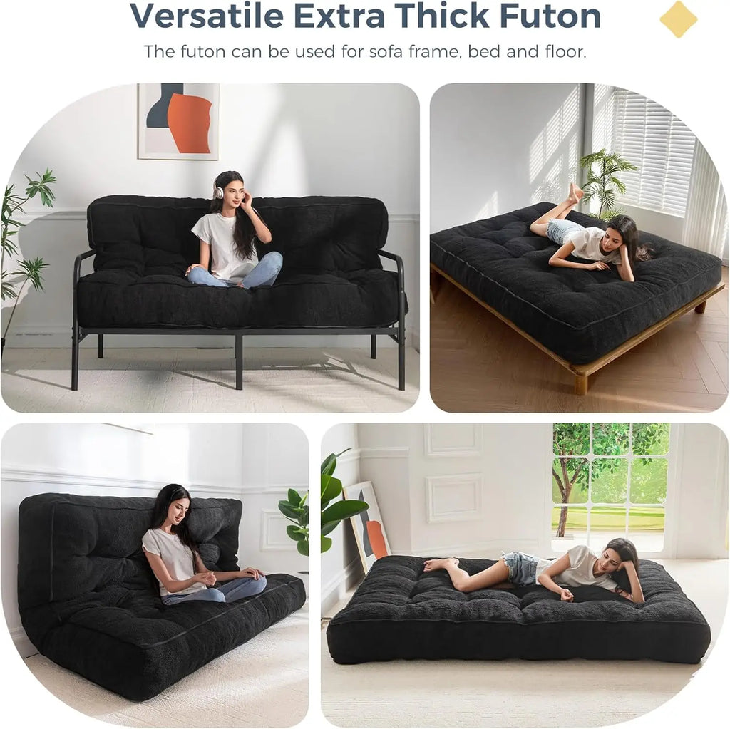 Maxyoyo 8"" Futon Mattress Queen Size, Ultra Thick Boucle Futons Sofa Couch Bed Sleeper Sofa Bed Floor Mattress For Adults,