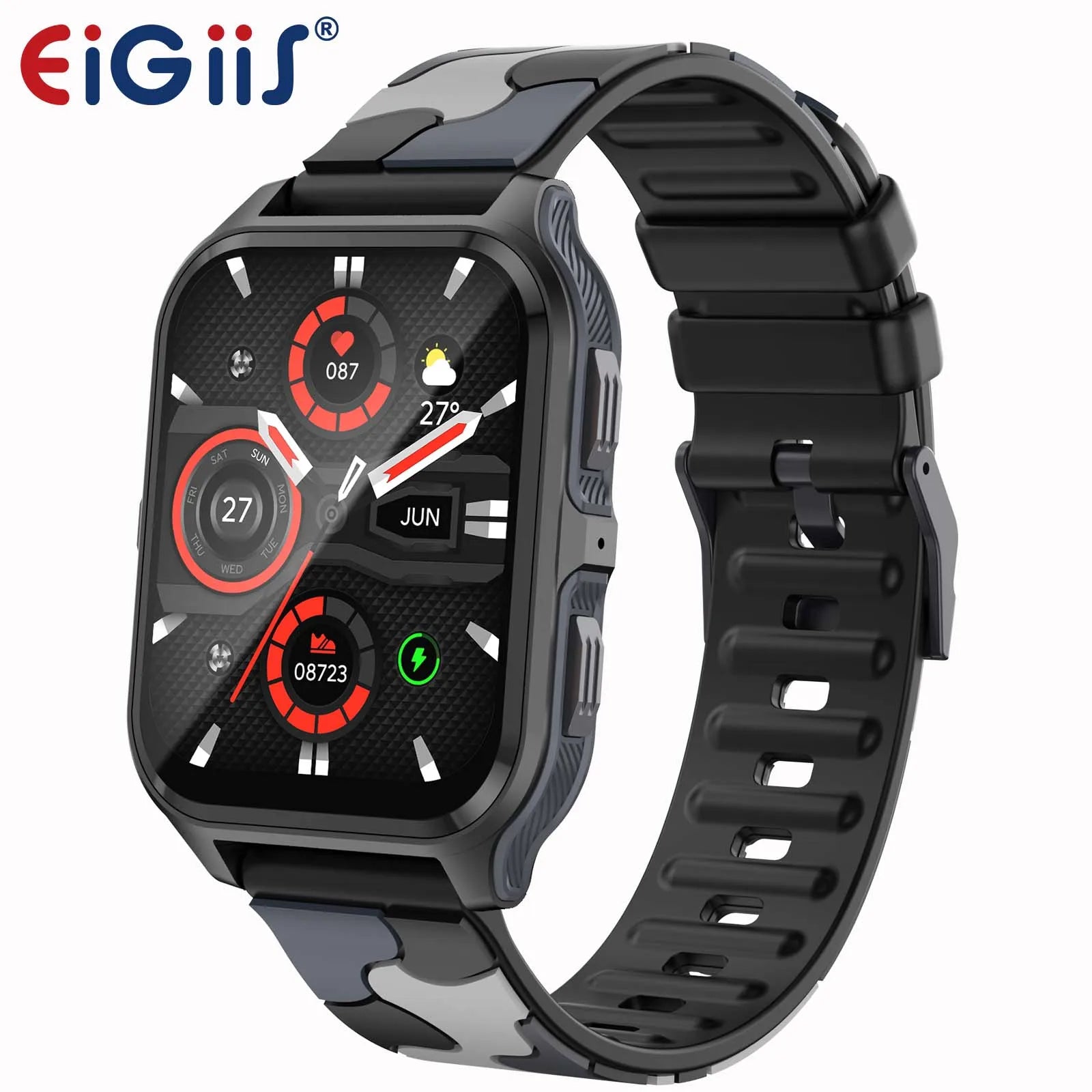 EIGIIS NewSmart Watch 3ATM Waterproof 100+ Sports Modes Heart Rate Blood Pressure Oxygen Saturation Monitoring HD Audio CallsP73