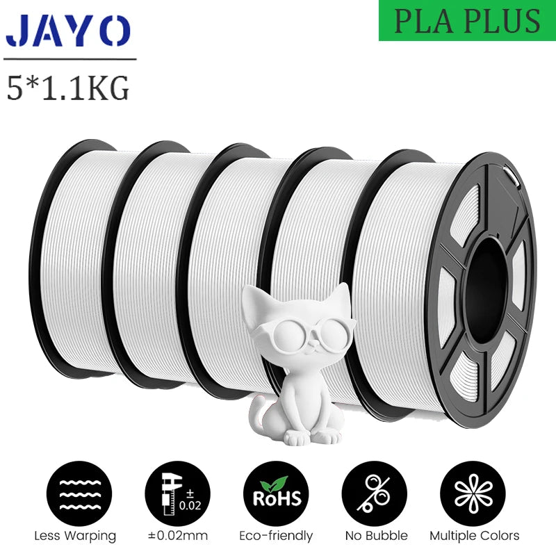 JAYO pla plus Filament 5KG 3D printer filament PLA+ 1.75MM 5Rolls multiple colors optional Neatly Wound for 3D Printer