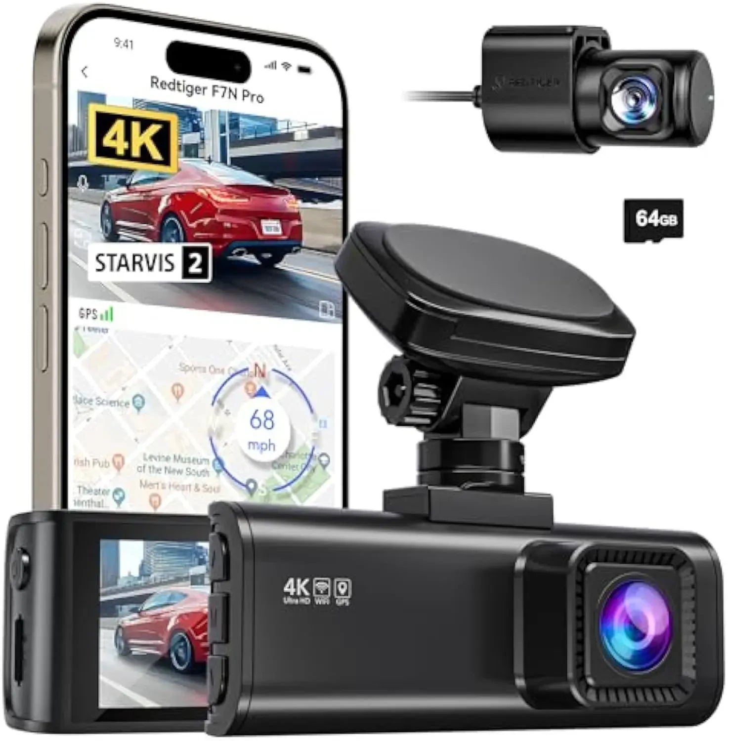 REDTIGER F7N PRO Dash Camera 4K Video Recorder  Built In WiFi GPS FOV 170 Dash Cam With STARVIS 2 SENSOR Night Vision