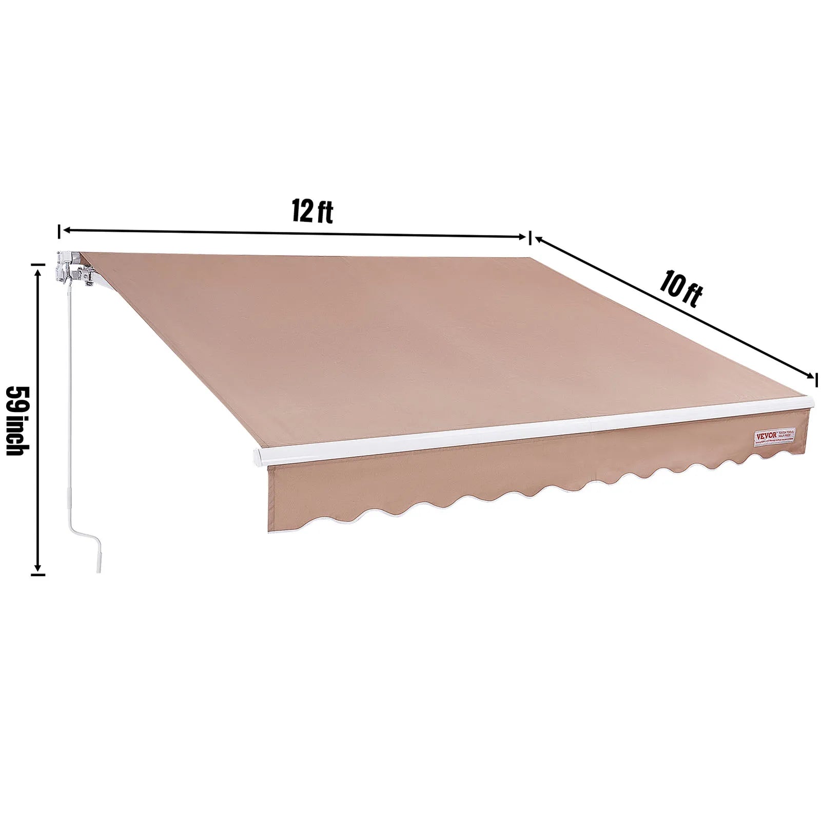 SucceBuy Manual Retractable Awning Outdoor  Retractable Sun Shade Water-Resistant Polyester Patio Door Window for Backyard