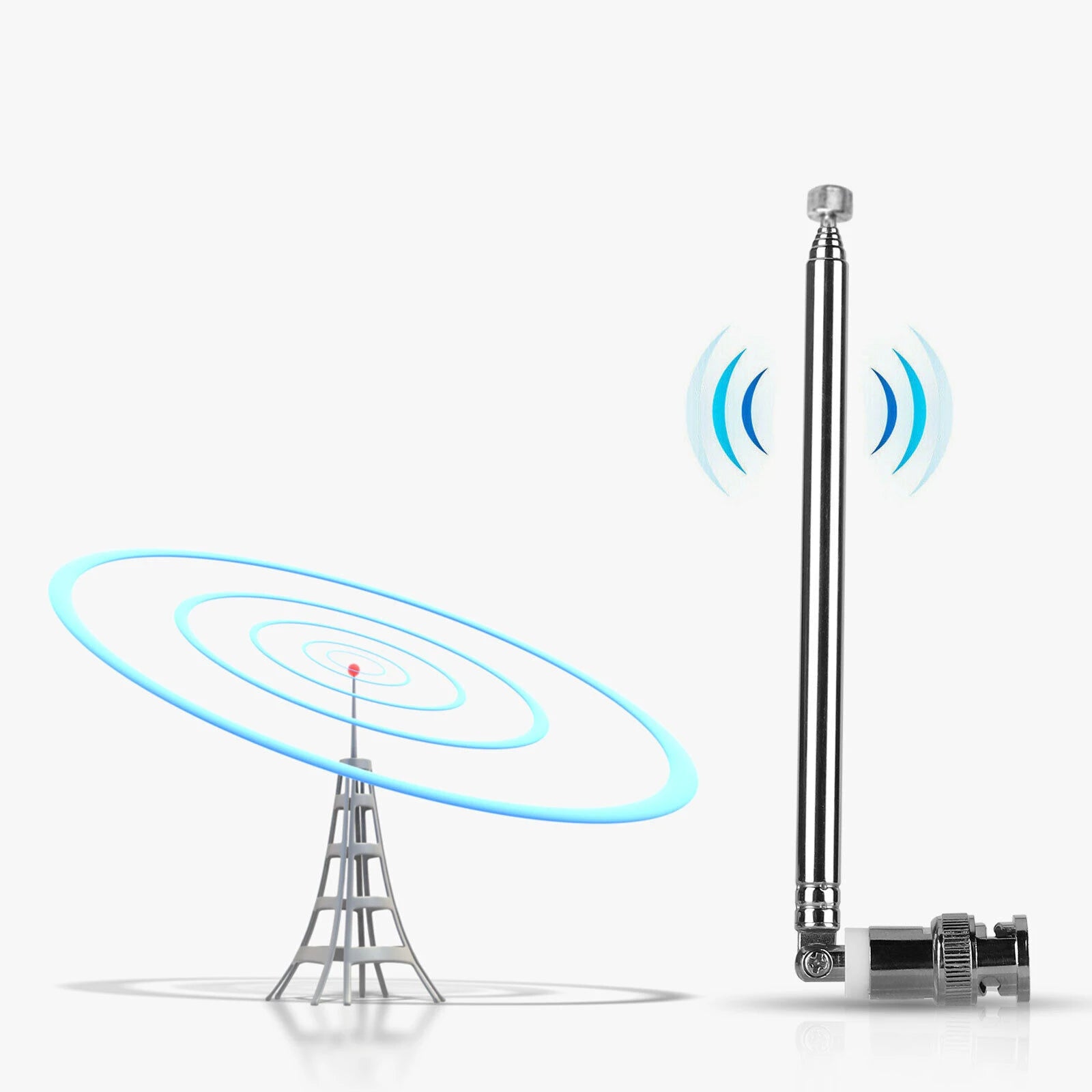 2Pcs BNC Antennas 25MHz - 1300MHz 7-Section Telescopic Antenna BNC Male Connector Antenna 740mm For Radio Scanner/VHF/UHF/AM/FM