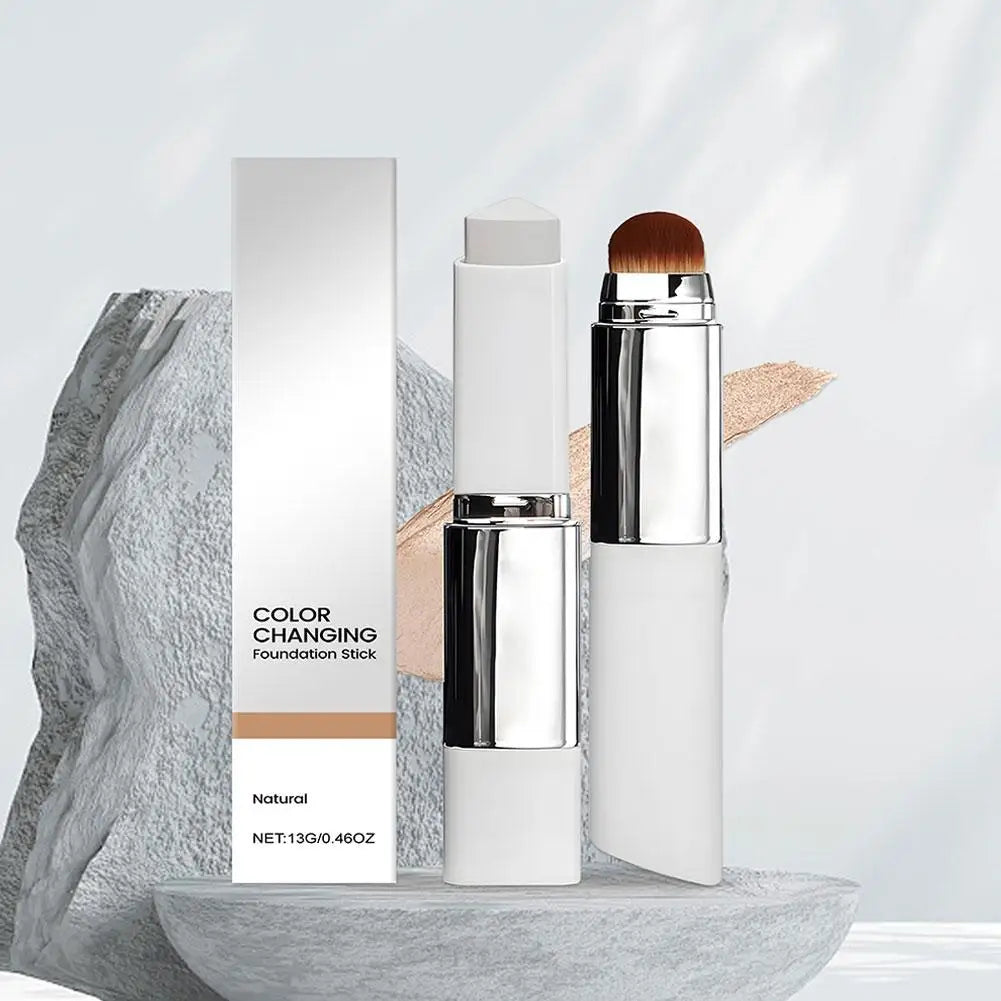 Base de maquillaje líquida en barra 2 en 1 que cambia de color, ligera, hidratante e iluminadora, apta para todo tipo de piel.