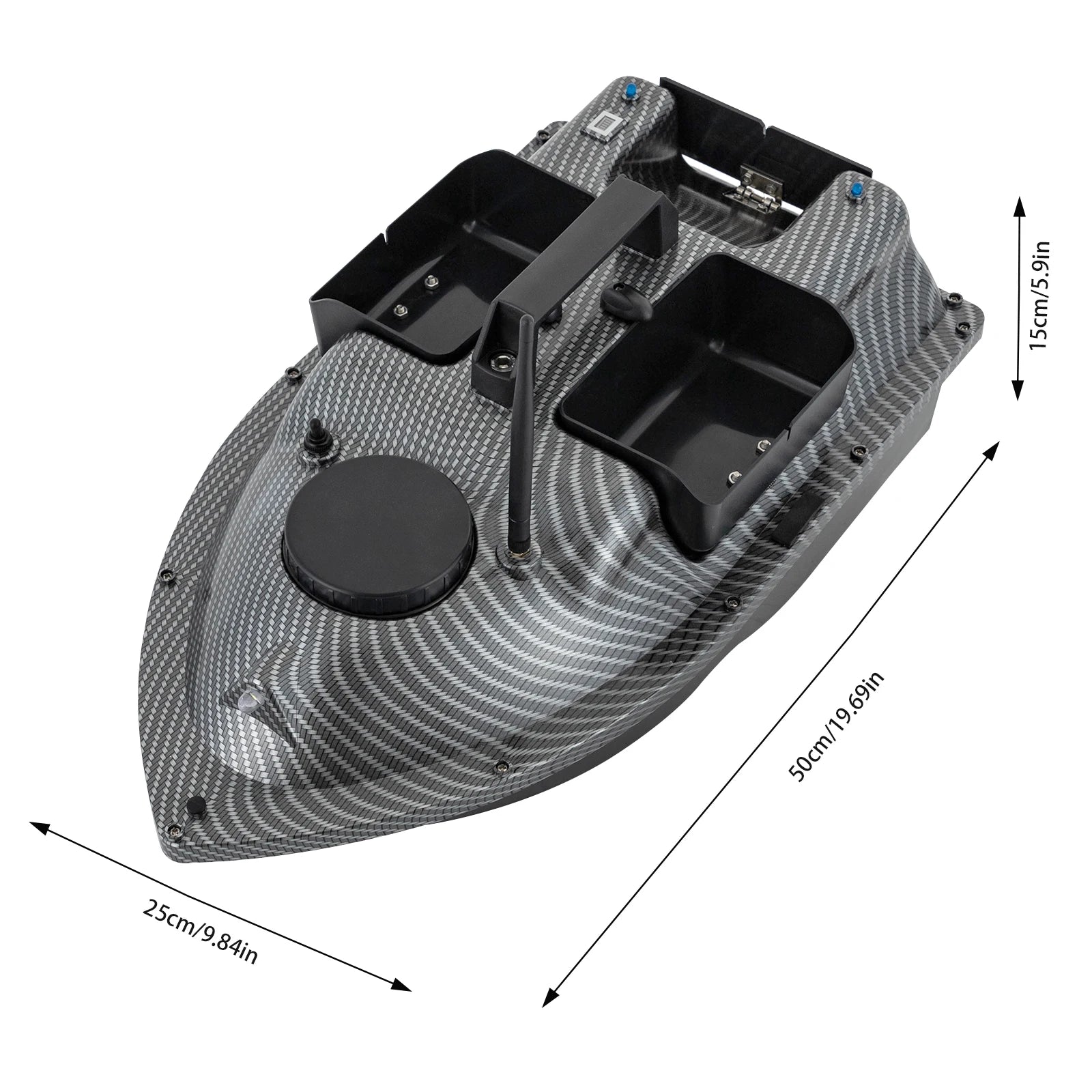 52W Fishing Bait Boat LCD Screen Wind and Wave Resistance RC Fishing Boat LED Bait Boat for Fishing Hook Delivery, Net Pulling