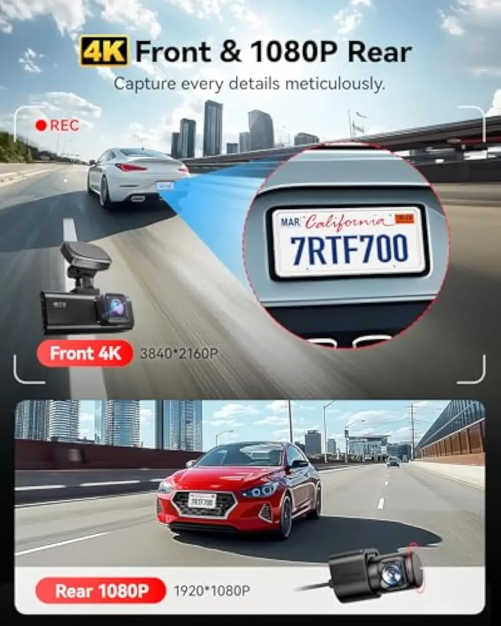 REDTIGER F7N PRO Dash Camera 4K Video Recorder  Built In WiFi GPS FOV 170 Dash Cam With STARVIS 2 SENSOR Night Vision