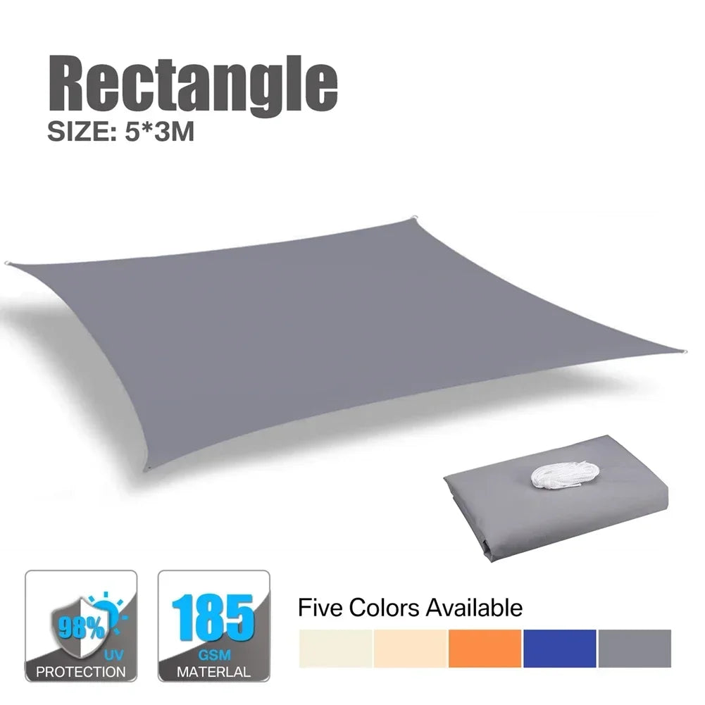 Waterproof Oxford Gray Square Rectangle Shade Sail Garden Terrace Canopy Swimming Sun Shade Outdoor Camping Yard Sail Shelter