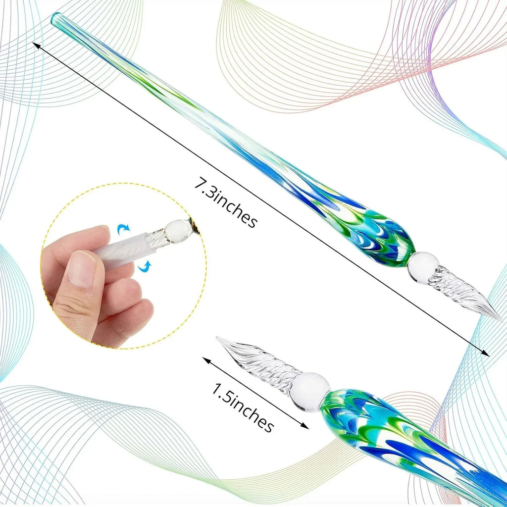 Hand-made glass dip pen 6 crystal glass signature pen Calligraphy glass pen dip pen Borosilicate sketch signature pen