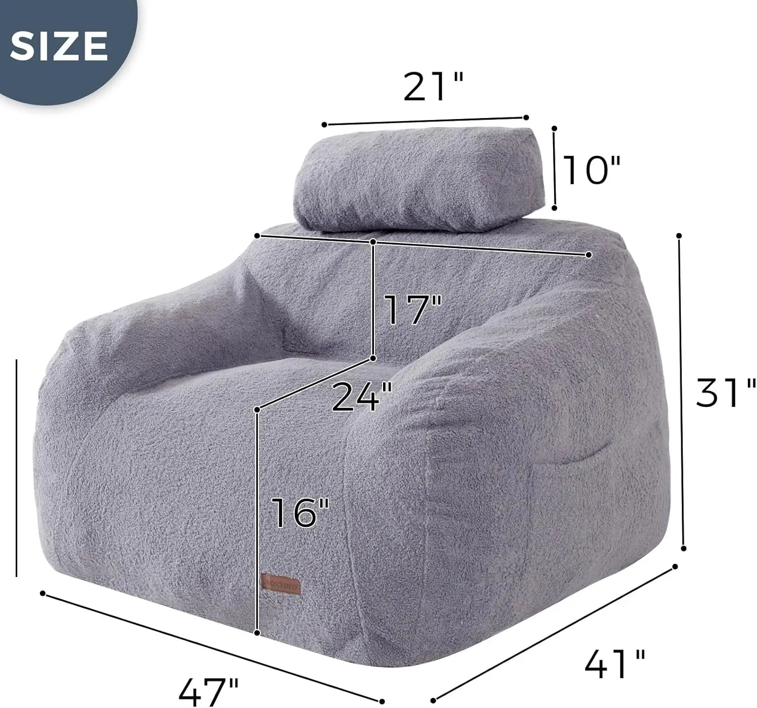 Maxyoyo Giant Bean Bag Chair With Pillow, Boucle Bean Bag Sofa For Adults,Large Upholstered Bean Bag Couch Lazy Sofa With