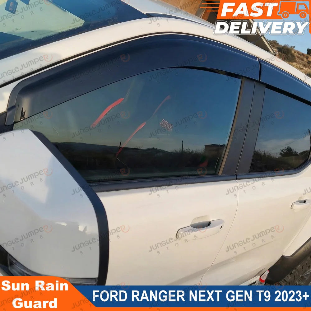 Sun Rain Guards For Ford Ranger T9 2023 2024 Wildtrak Sport XLT XLS XL Smoke Black Window Visor Car Exterior Accessories