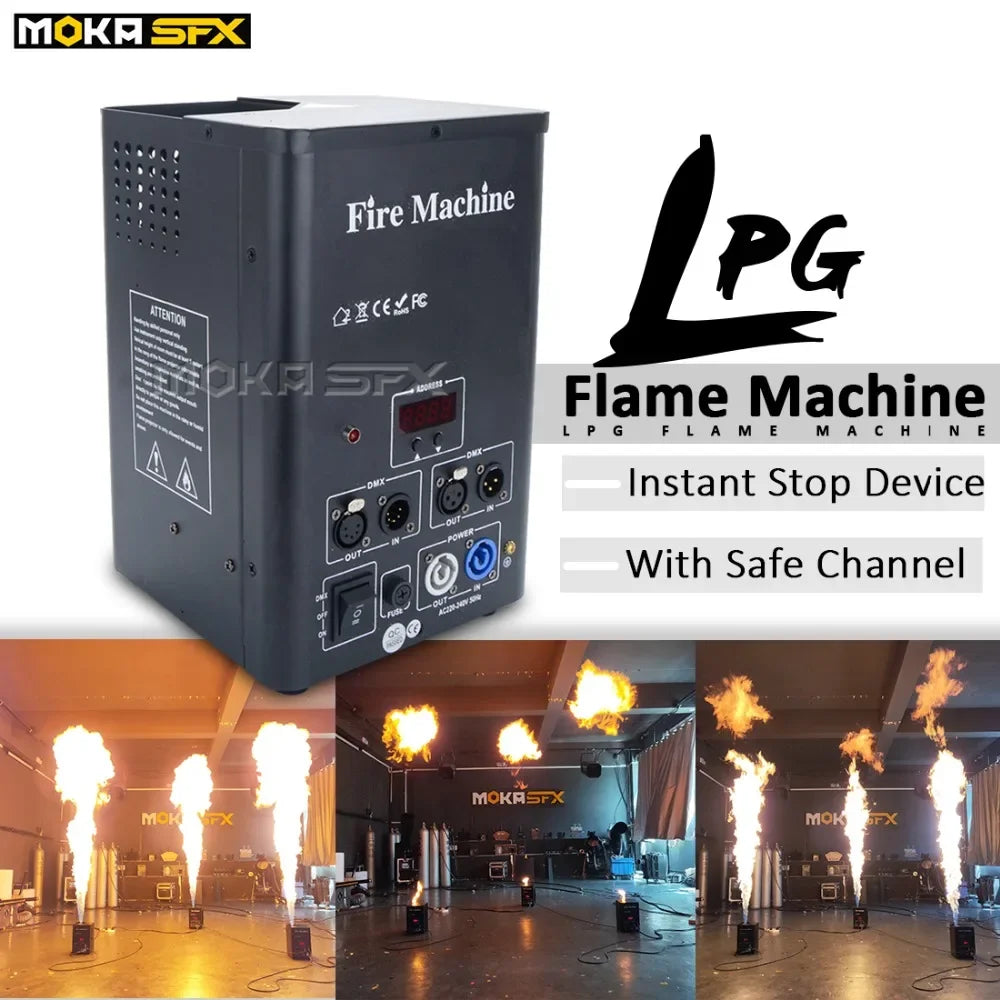 MOKA SFX Hot Sale LPG Flame Projector Dmx Stage Fire Flame Machine Instant Stop Device Stage Flame Thrower for Indoor Events