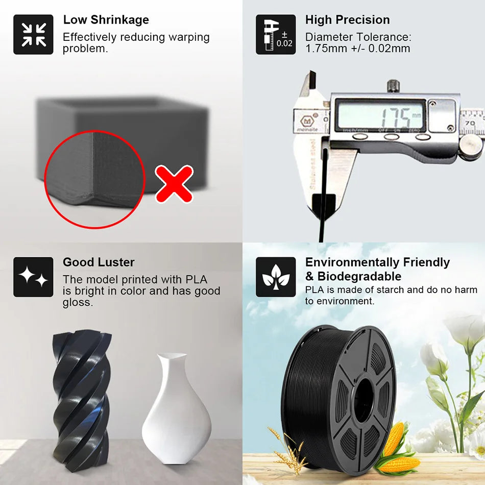 JAYO pla plus Filament 5KG 3D printer filament PLA+ 1.75MM 5Rolls multiple colors optional Neatly Wound for 3D Printer