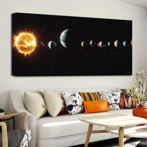 1.5 inch thick pine frame, solar system painting, suitable for interior wall decoration, home and dormitory decoration