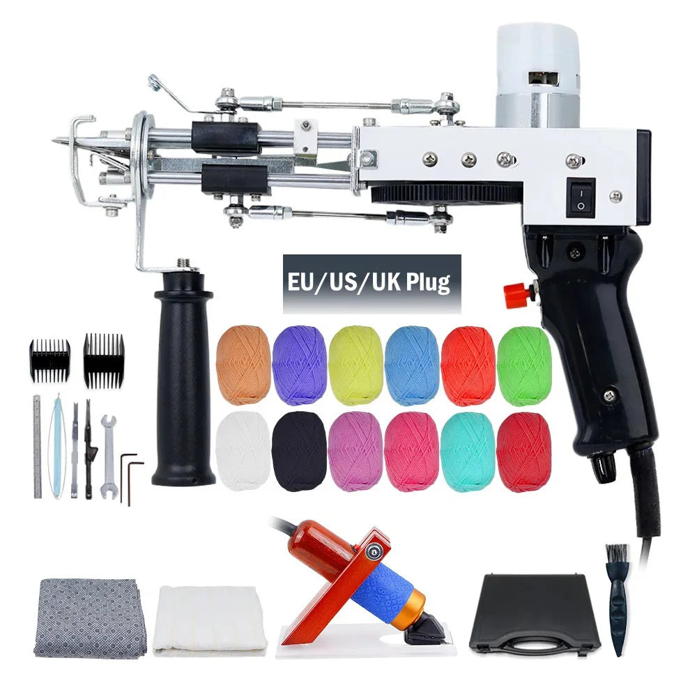 2 in 1 Tufting Gun Set Electric Touffing Pistol,7 – 21mm Tufting Pisto, with Wool Yarn and Tufting Canvas,Trimmer for Beginners