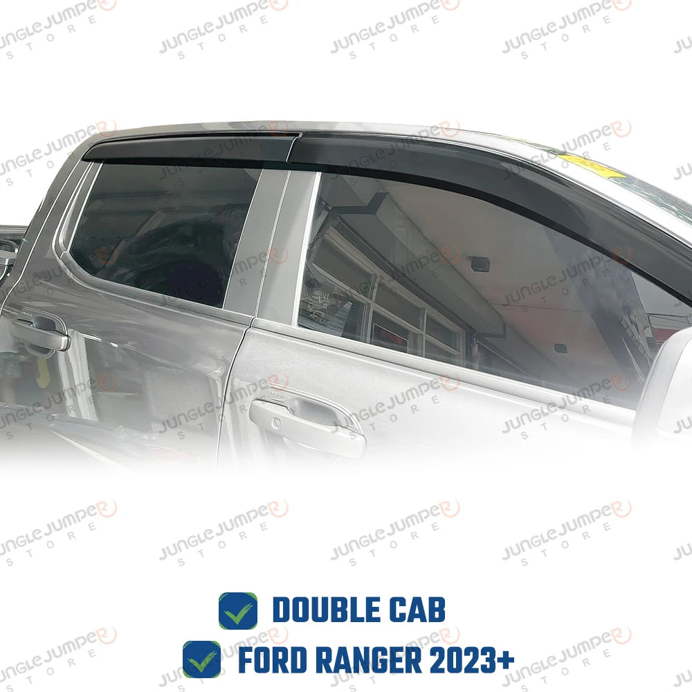Sun Rain Guards For Ford Ranger T9 2023 2024 Wildtrak Sport XLT XLS XL Smoke Black Window Visor Car Exterior Accessories